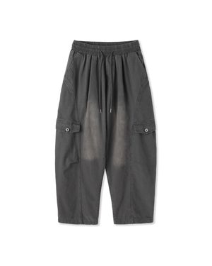 버티칼 포켓 카고 밴딩 와이드 팬츠_다크그레이