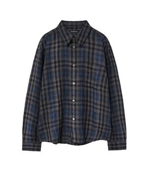 Museum Shirt Linen Check Charcoal/Blue
