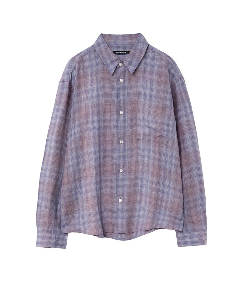 Museum Shirt Linen Check Purple