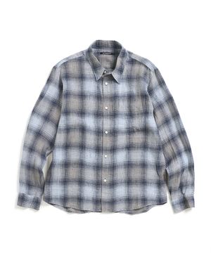 Museum Shirt Linen Check Blue/Grey