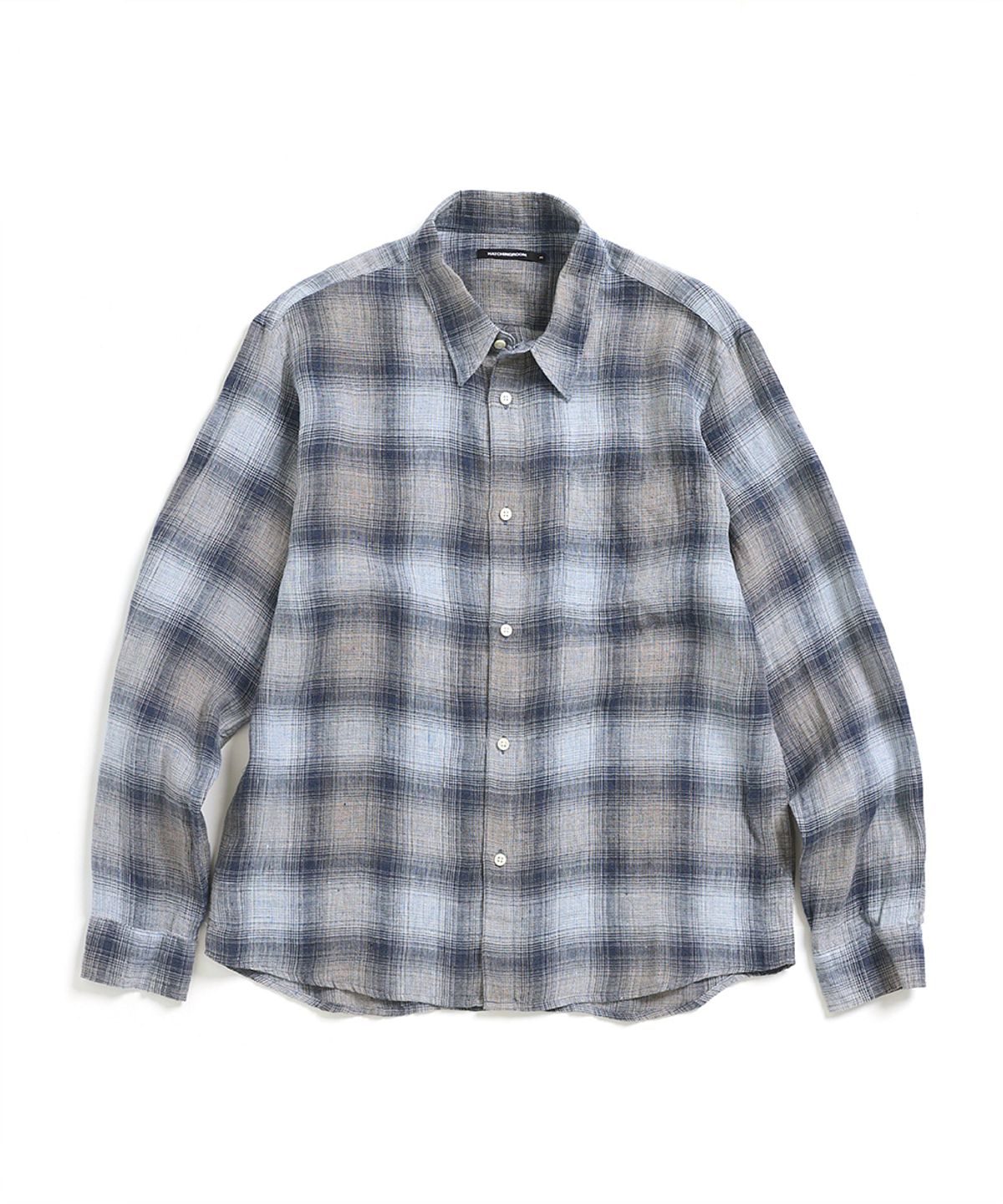 해칭룸(HATCHINGROOM) Museum Shirt Linen Check Blue/Grey