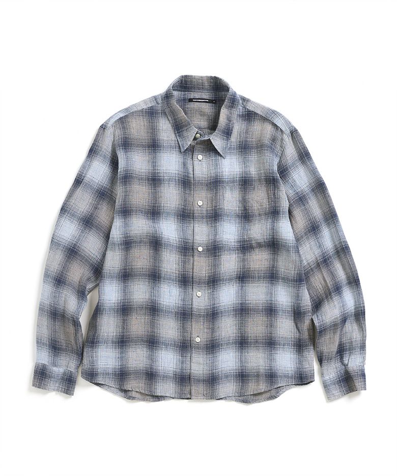 Museum Shirt Linen Check Blue/Grey
