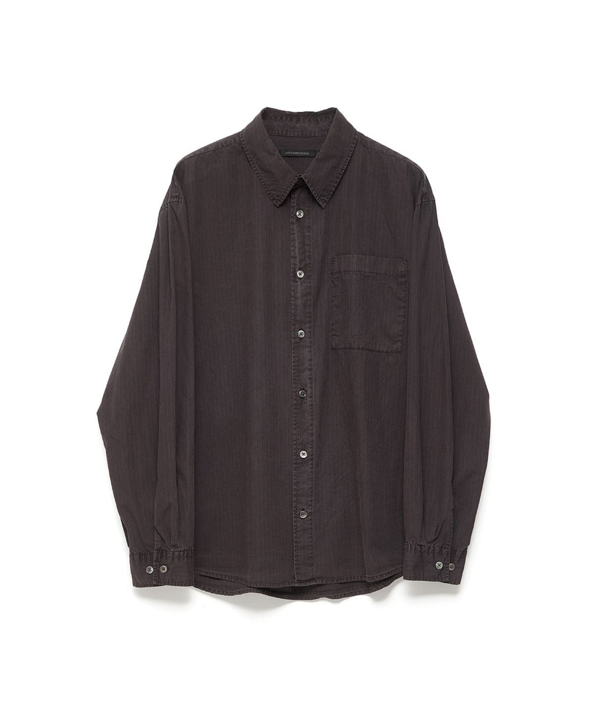 해칭룸(HATCHINGROOM) Museum Shirt Stripe Over Dyed Purple Brown