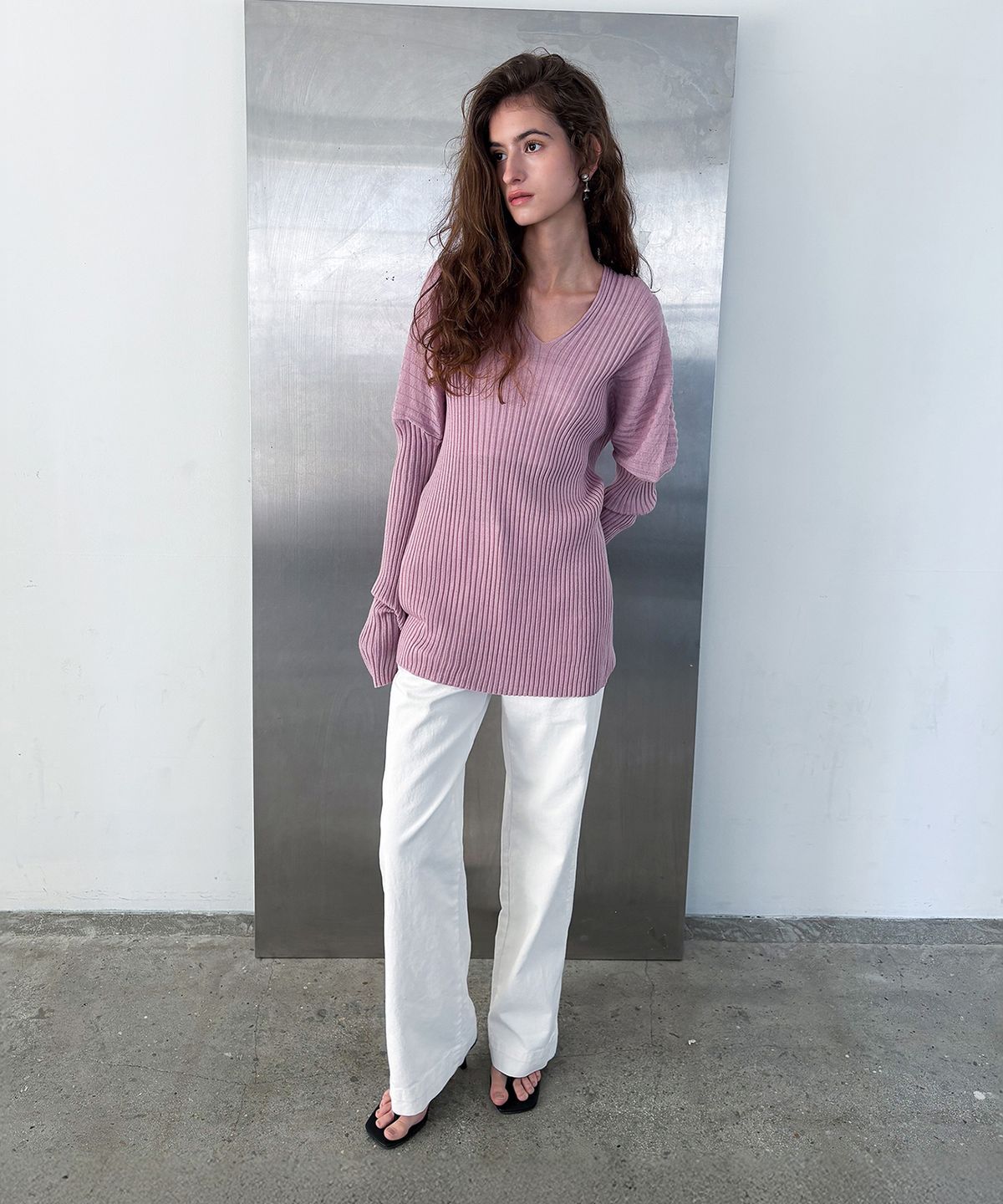 포에트서울(POETSEOUL) line ribbed knit_Orchid Pink
