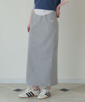 50s EMBROIDERED LONG SKIRT_MELANGE GREY