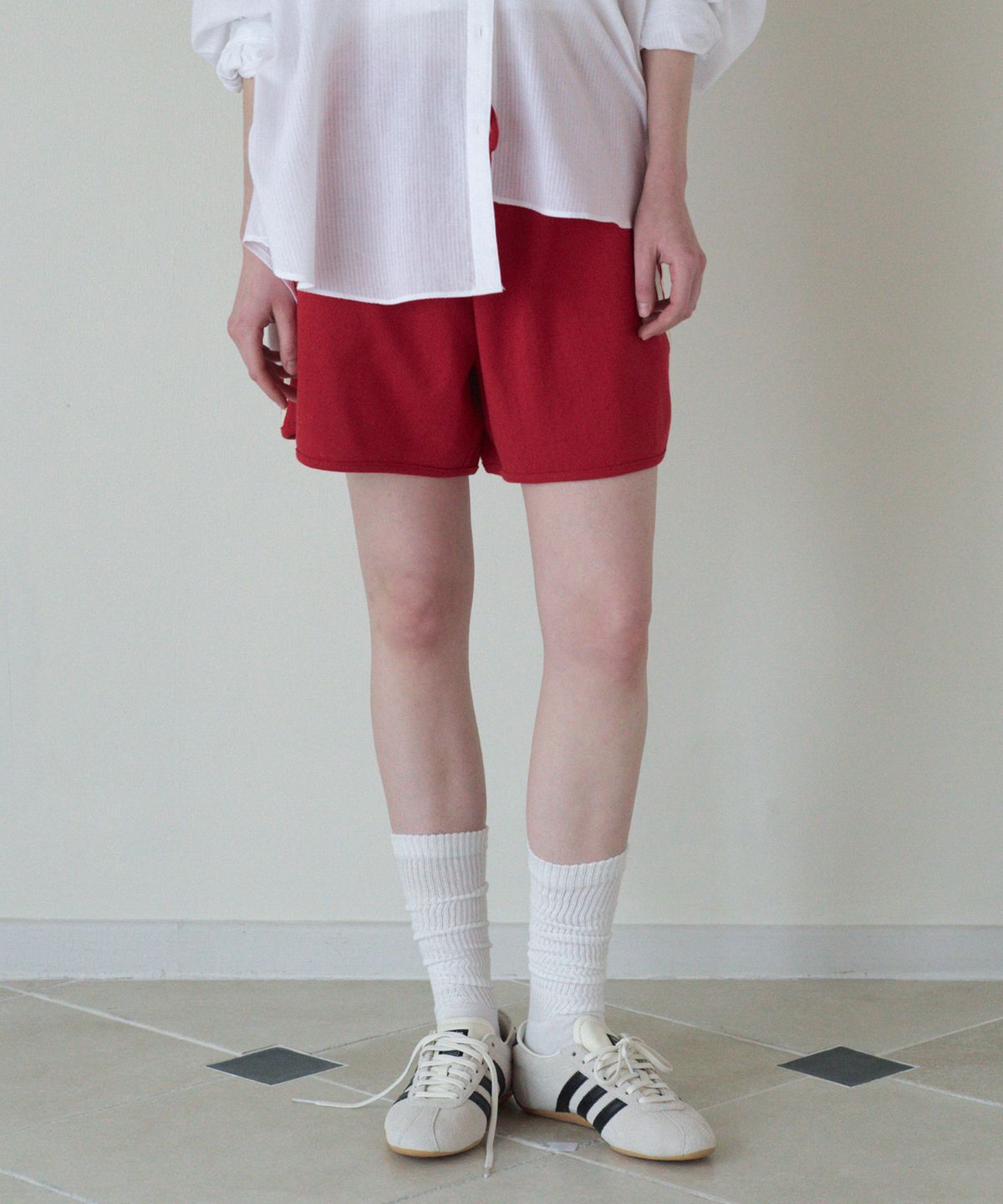 튜드먼트(TTUDEMENT) 50s EMBROIDERED TRACK SHORTS_RED