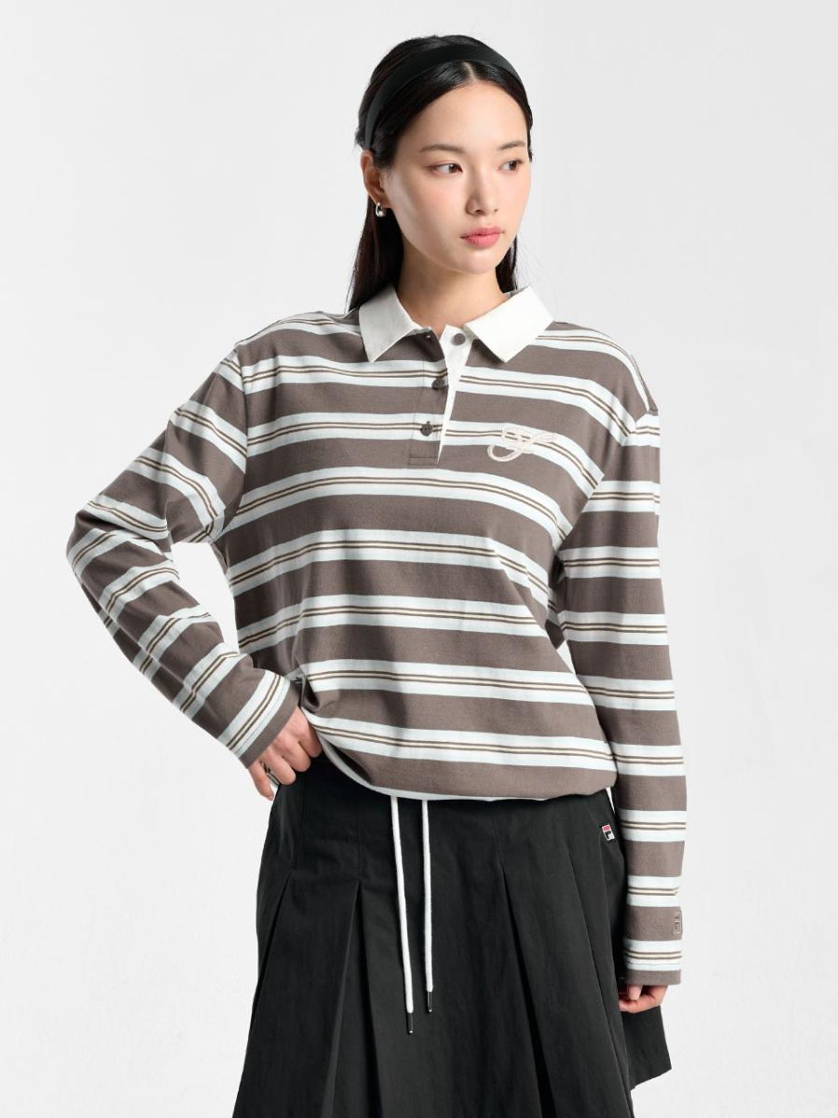 휠라(FILA) 여성 카라 스트라이프 긴팔 티셔츠(FS261TL01F001217)