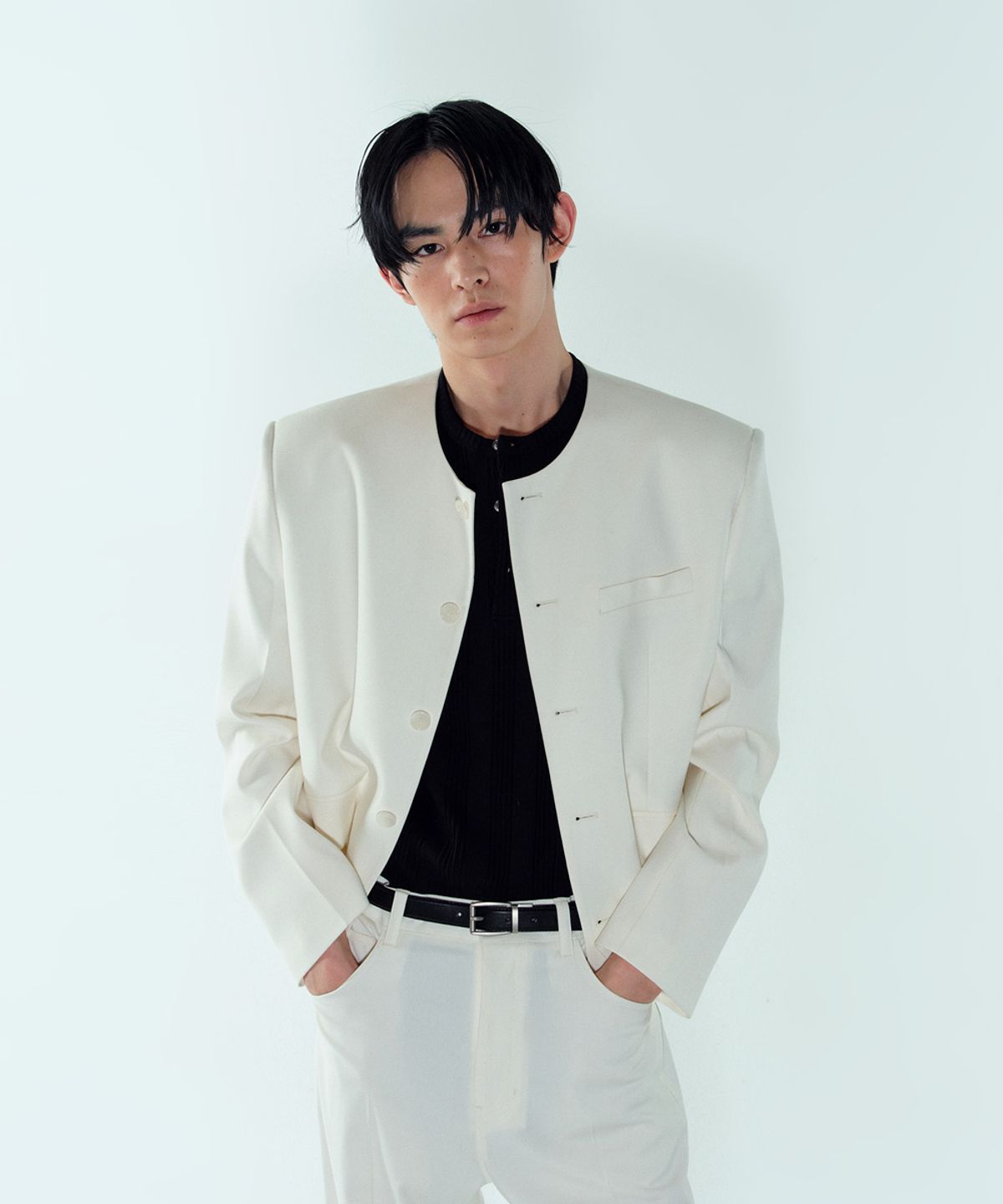 노이스(NOICE) PURE COLLAR TAILORED JACKET - OFF WHITE