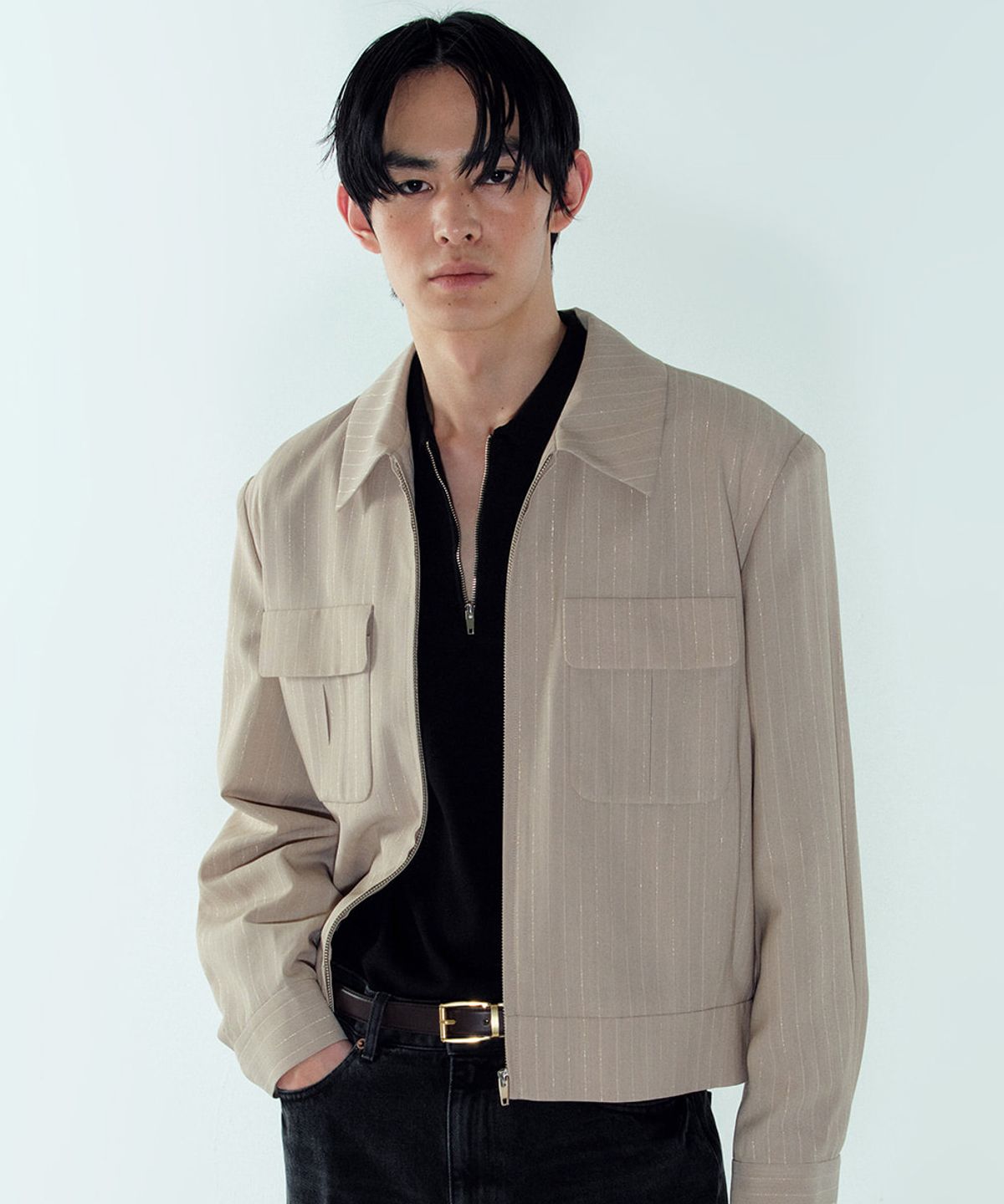 노이스(NOICE) M ITALIAN PINSTRIPED RICKY JACKET - BEIGE