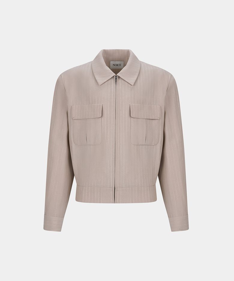 M ITALIAN PINSTRIPED RICKY JACKET - BEIGE