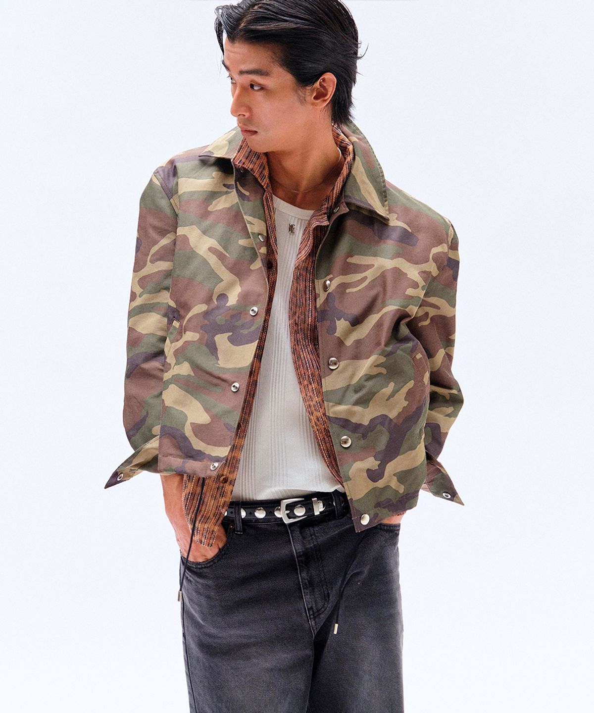 노이스(NOICE) JAPANESE CAMOUFLAGE COACH JACKET - KHAKI