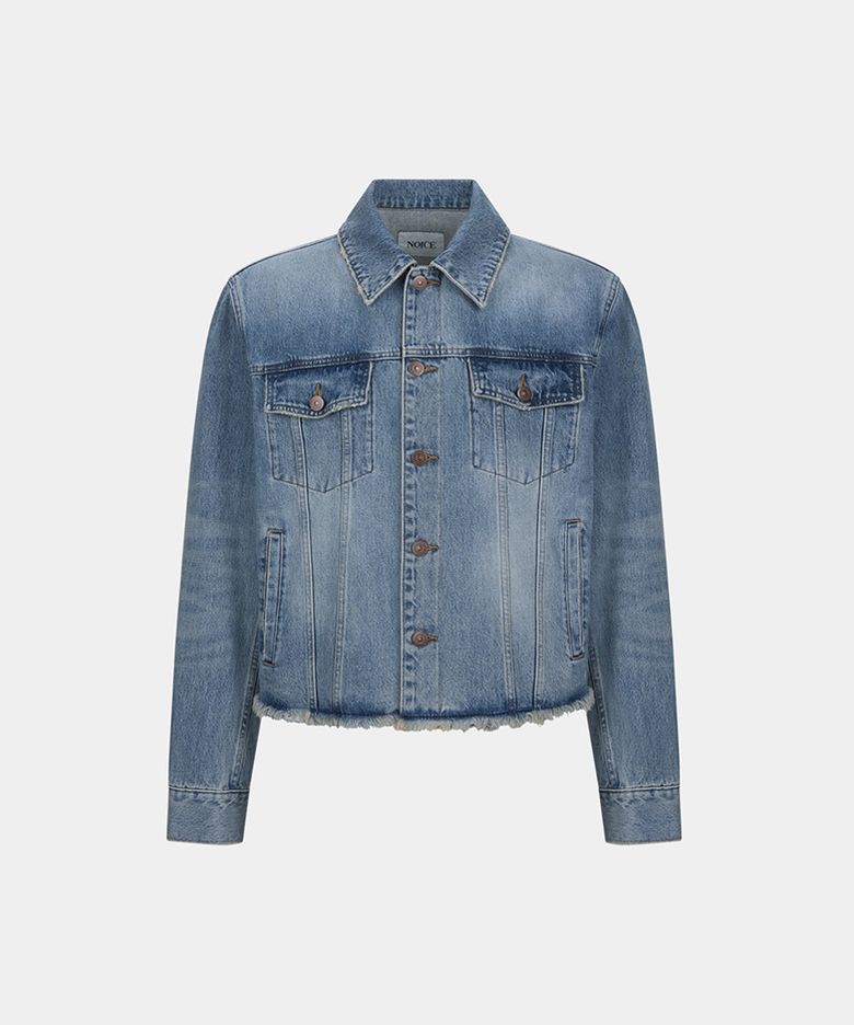 DESTROYED WASHED DENIM JACKET - BLUE