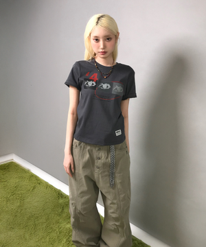 4our eye 세미크롭 반팔티 [차콜]