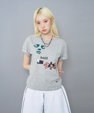 bold 세미크롭 반팔티 [그레이 멜란지]