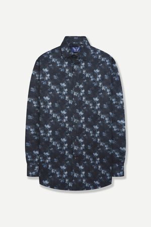 면 100 데님프린트 일반핏 캐주얼 셔츠 네이비 YJFSUA579NY