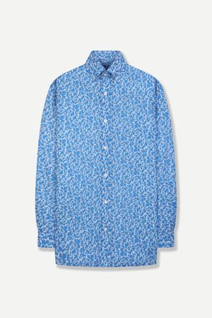 면 100 프린트 일반핏 캐주얼 셔츠 블루 YJFMUA593BL