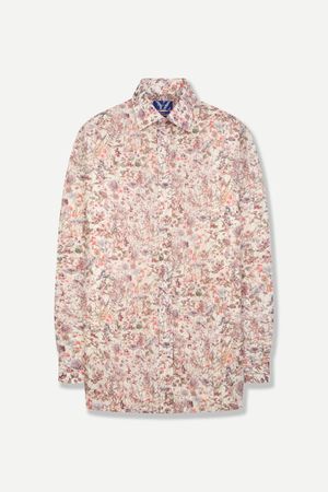 면 100 소프트 플로럴 슬림핏 캐주얼 셔츠 핑크 YJFSUA576PI