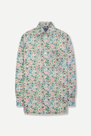 면 100 비비드 플로럴 일반핏 캐주얼 셔츠 그린YJFSUA577GR