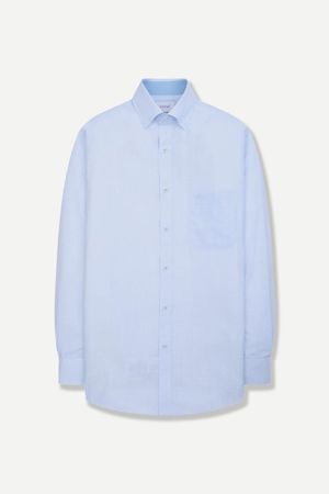 라이트 배색 일반핏 드레스 셔츠 블루 YJFMUR523BL