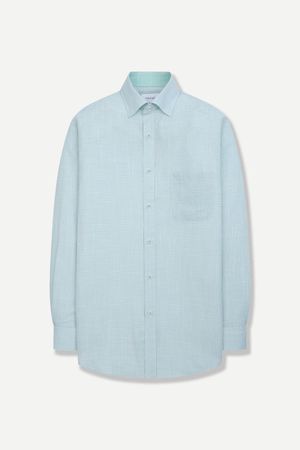 라이트 배색 일반핏 드레스 셔츠 그린 YJFMUR523GR