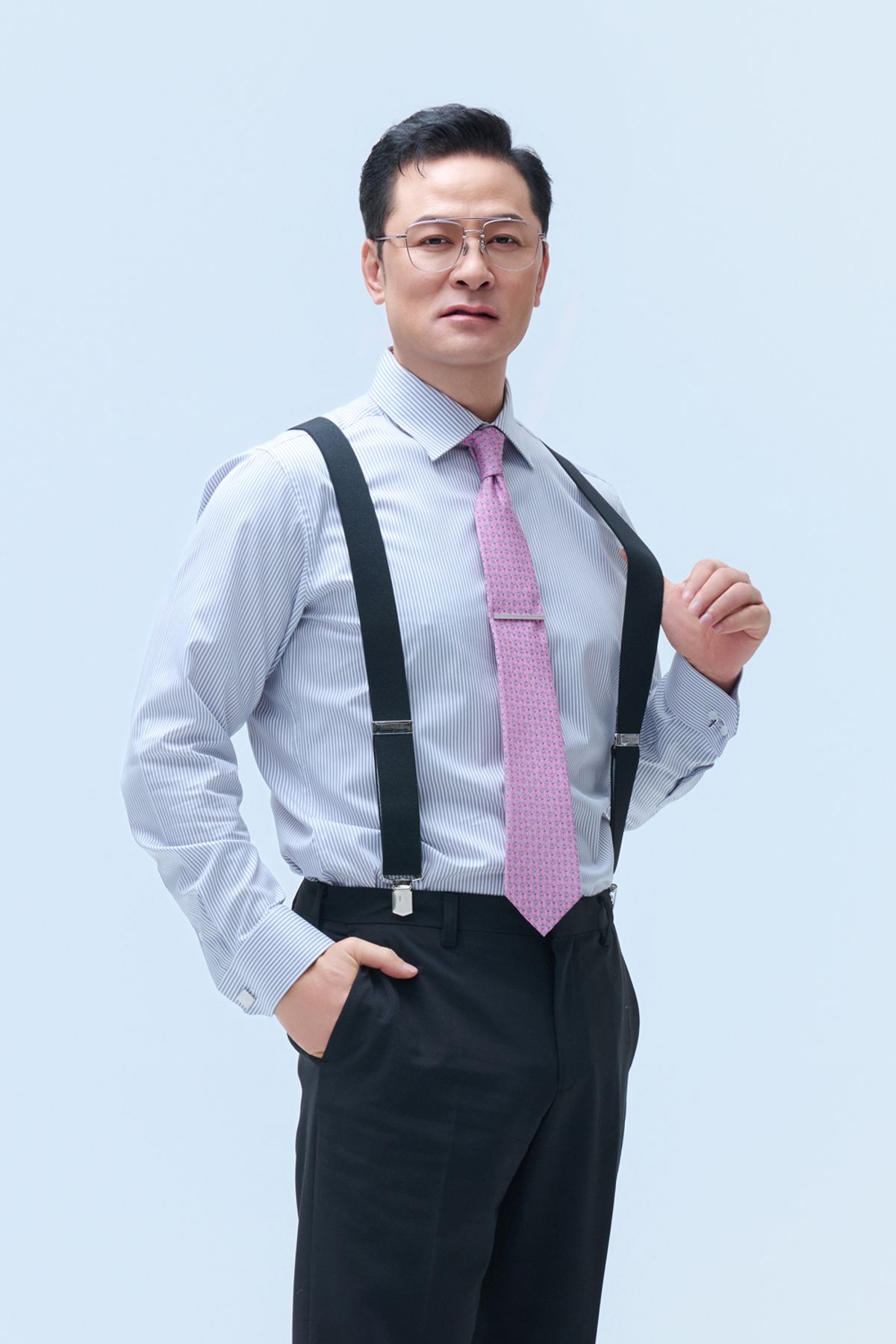 예작(YEZAC) 실키 터치 스트라이프 슬림핏 셔츠 그레이 YJFSUS558GY