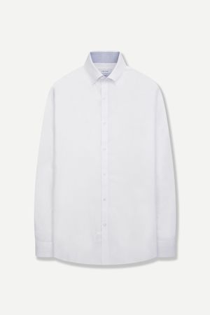 쿨 뱀부 스냅카라 스트레치 슬림핏 드레스 셔츠 화이트 YJFSUS544WH