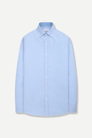 실키 터치 스몰 체크 슬림핏 셔츠 블루 YJFSUS547BL