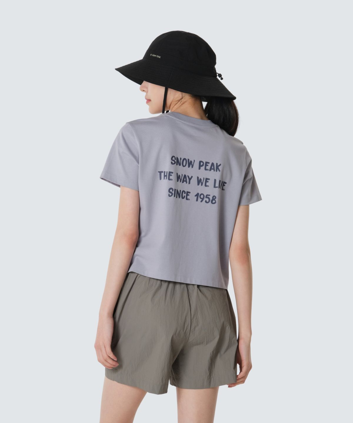 스노우피크 어패럴(SNOWPEAK APPAREL) 에어로쿨 여성 크롭 반팔 티셔츠 (S26MWFTS27) Gray Blue