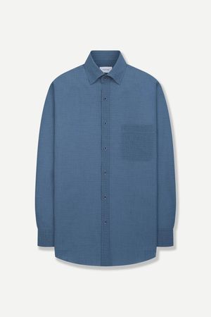 쿨링 린넨 솔리드 일반핏 셔츠 블루YJFMUR524BL