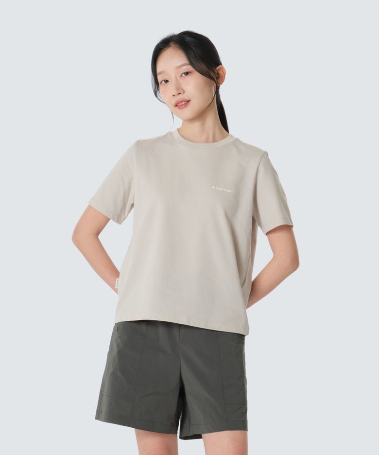 소로나 여성 세미크롭 반팔 티셔츠 (S26MWFTS05) Sand Beige