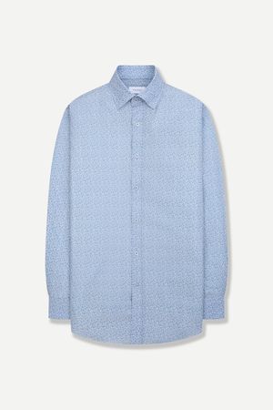 고신축 프린트 일반핏 셔츠 블루 YJFMUR525BL