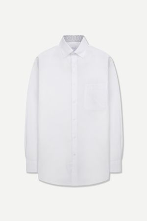 쿨터치 뱀부 솔리드 배색 일반핏 드레스 셔츠 화이트 YJFSUR508WH