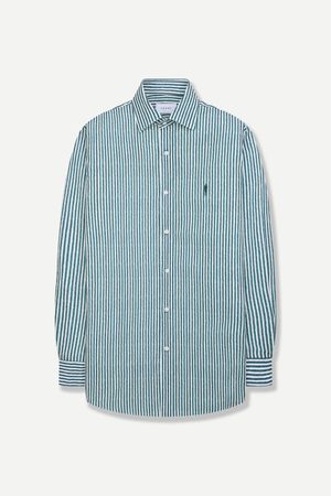 스트레치 스트라이프 프린트 일반핏 셔츠 그린 YJFMUR526GR