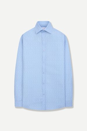 스판 프린트 슬림핏 셔츠 블루 YJFMUS568BL