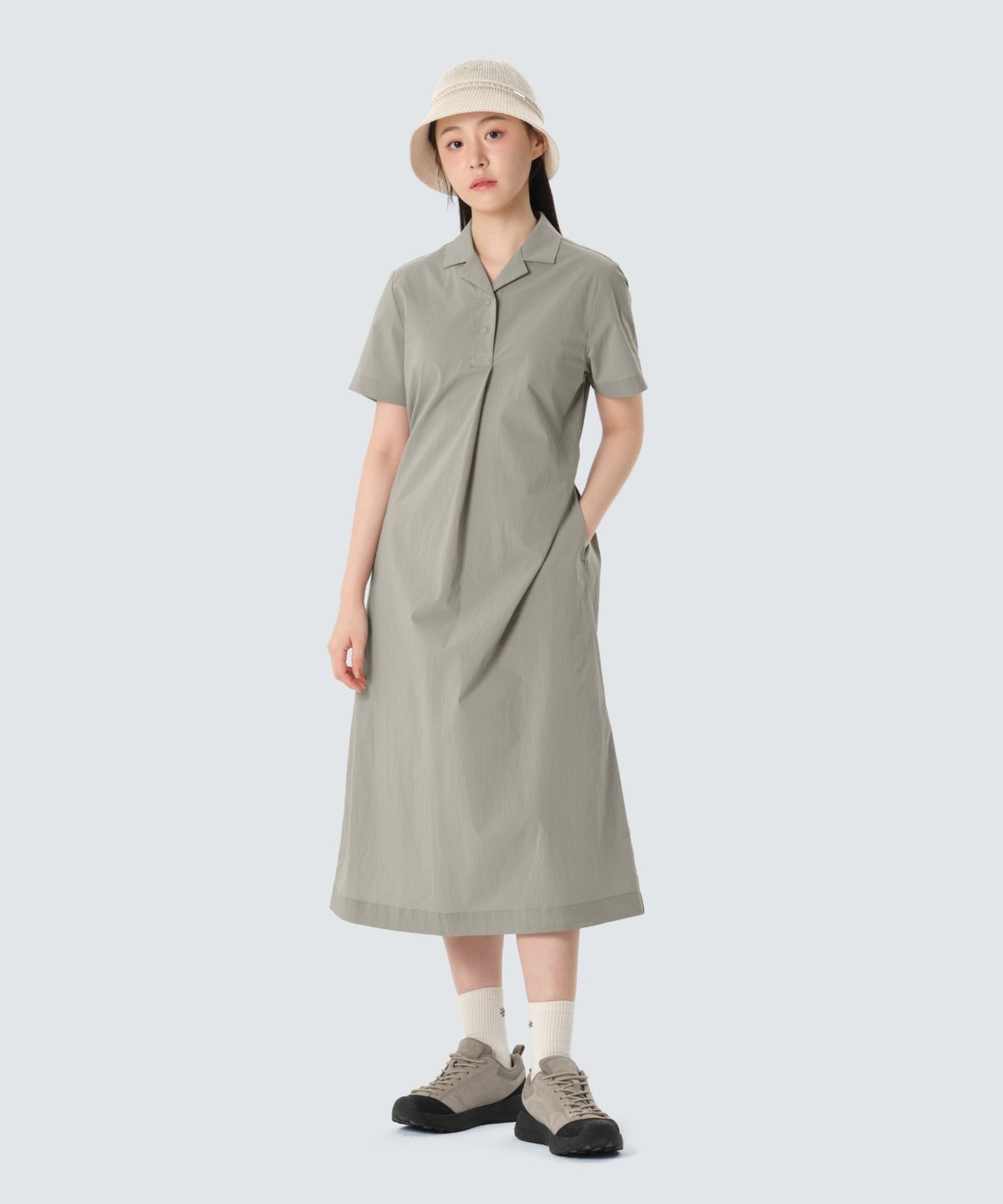 스노우피크 어패럴(SNOWPEAK APPAREL) 루트 카라 원피스 (S26MWROP61) Gray