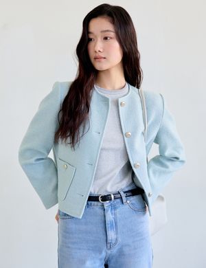 Round Tweed Jacket (Mint)