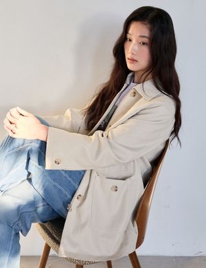 Chic Leather Half Jacket (Ivory)