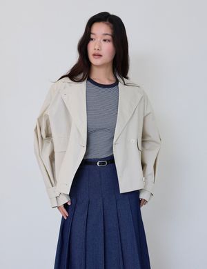 Coated Double Crop Jacket (Ivory)