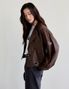 Coated Double Crop Jacket (Brown)