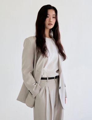 Classic Two-Button Jacket (Beige)