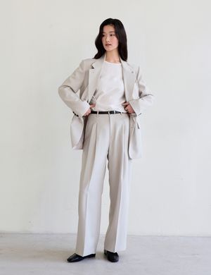Classic Pintuck Slacks (Beige)