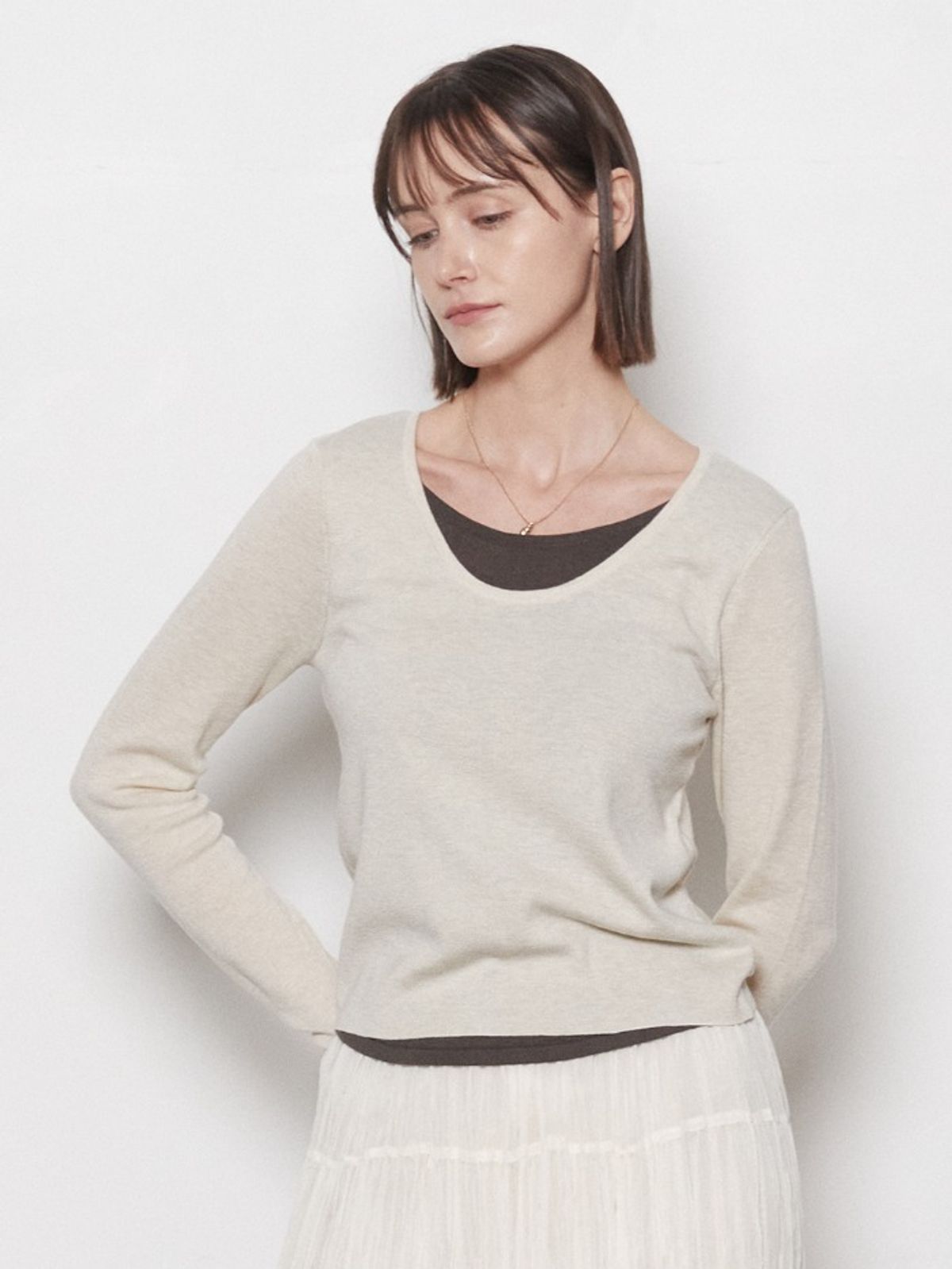 레이허(RAYHER) LAYERED ROUND KNIT[2COLORS]