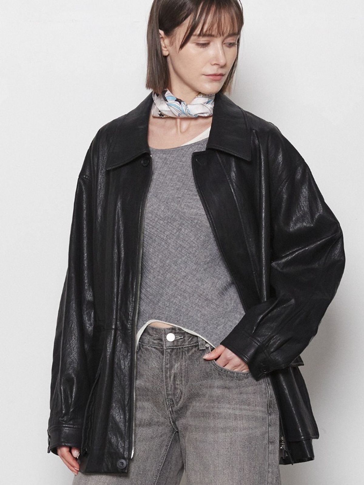 레이허(RAYHER) LIGHT PU OVERSIZED JACKET