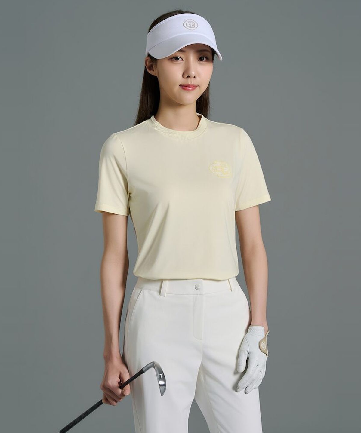 빈폴골프(BEANPOLE GOLF) 여성 원포인트 라운드넥 반소매 티셔츠 - 레몬