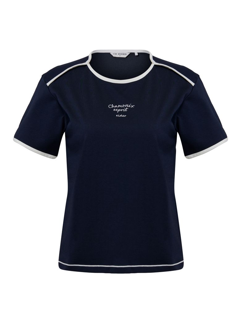 SHEER (시어) 여성 링거 반팔 티셔츠_Dark Navy