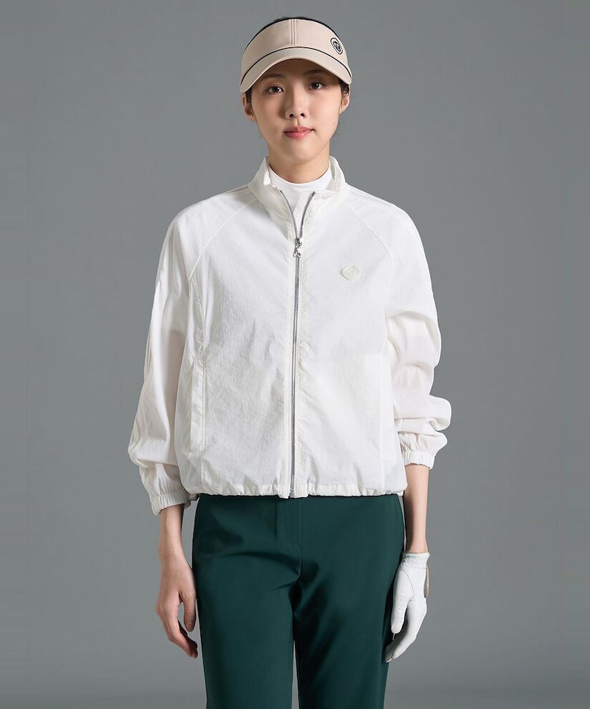 빈폴골프(BEANPOLE GOLF) 여성 소매 패치 경량 홑겹 점퍼 - 화이트