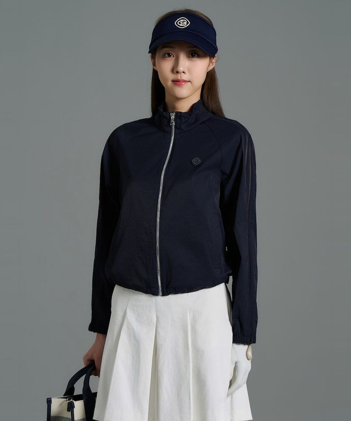 빈폴골프(BEANPOLE GOLF) 여성 소매 패치 경량 홑겹 점퍼 - 네이비