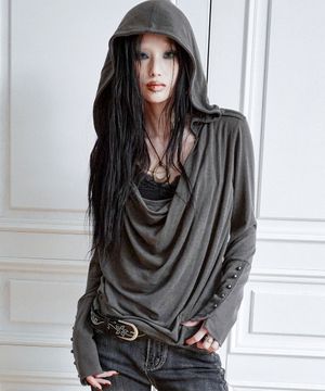 Mili Drape Cowl Hoodie (ASH KHAKI)