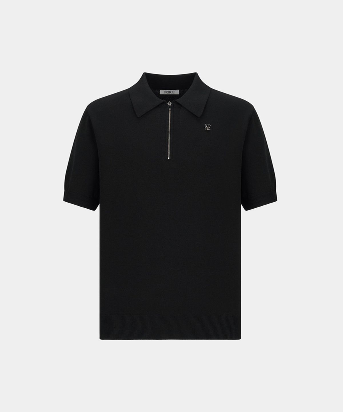 노이스(NOICE) QUARTER-ZIP KNIT POLO SHIRT - BLACK
