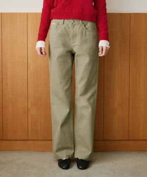 P3282 워시드 스트레이트 팬츠_Light khaki